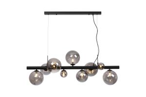 Monza Linear Pendant, 9 x G9, Satin Black, Smoke Plated Glass