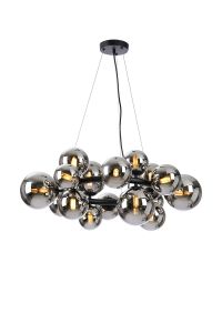 Monza 70cm Circular Pendant, 16 x G9, Satin Black, Chrome Plated Glass