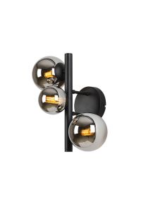 Monza Wall Lamp, 3 x G9, Satin Black, Chrome Plated Glass