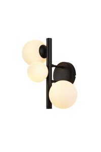Monza Wall Lamp, 3 x G9, Satin Black, Opal Glass