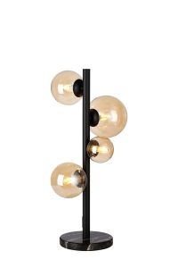 Monza Table Lamp, 4 x G9, Satin Black, Amber Plated Glass