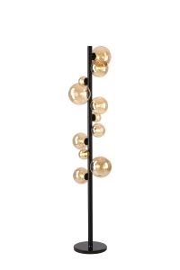 Monza Floor Lamp, 11 x G9, Satin Black, Amber Plated Glass