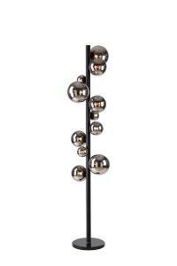 Monza Floor Lamp, 11 x G9, Satin Black, Chrome Plated Glass