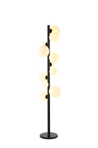 Monza Floor Lamp, 11 x G9, Satin Black, Opal Glass