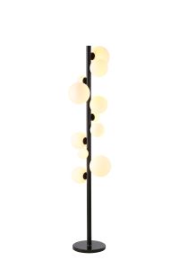 Monza Floor Lamp, 11 x G9, Satin Black, Opal Glass