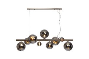 Monza Linear Pendant, 9 x G9, Satin Nickel, Chrome Plated Glass