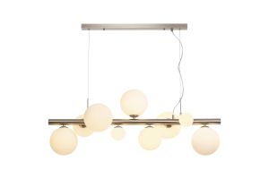 Monza Linear Pendant, 9 x G9, Satin Nickel, Opal Glass