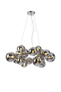 Monza 70cm Circular Pendant, 16 x G9, Satin Nickel, Chrome Plated Glass
