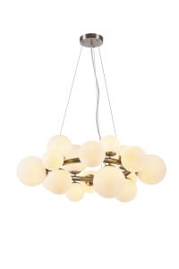 Monza 70cm Circular Pendant, 16 x G9, Satin Nickel, Opal Glass