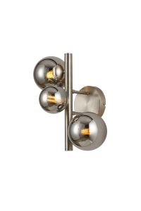Monza Wall Lamp, 3 x G9, Satin Nickel, Chrome Plated Glass
