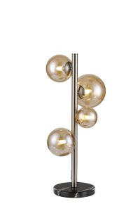 Monza Table Lamp, 4 x G9, Satin Nickel, Amber Plated Glass