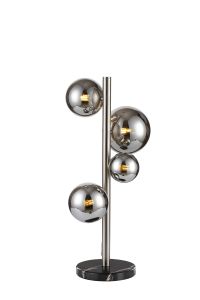 Monza Table Lamp, 4 x G9, Satin Nickel, Chrome Plated Glass