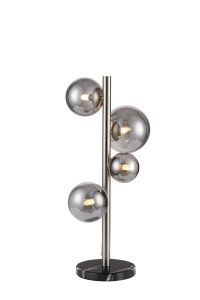 Monza Table Lamp, 4 x G9, Satin Nickel, Smoke Plated Glass