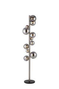 Monza Floor Lamp, 11 x G9, Satin Nickel, Chrome Plated Glass