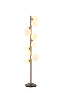 Monza Floor Lamp, 11 x G9, Satin Nickel, Opal Glass