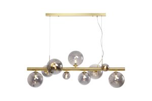 Monza Linear Pendant, 9 x G9, Satin Gold, Smoke Plated Glass