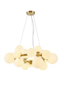 Monza 70cm Circular Pendant, 16 x G9, Satin Gold, Opal Glass