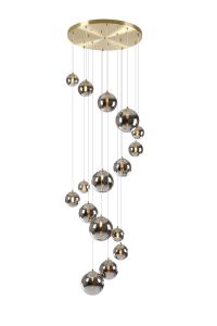 Monza 60cm Pendant, 16 x G9, Satin Gold, Chrome Plated Glass