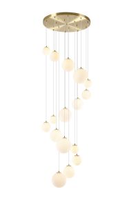 Monza 60cm Pendant, 16 x G9, Satin Gold, Opal Glass