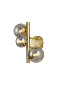 Monza Wall Lamp, 3 x G9, Satin Gold, Smoke Plated Glass
