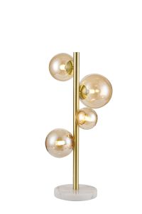 Monza Table Lamp, 4 x G9, Satin Gold, Amber Plated Glass