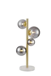 Monza Table Lamp, 4 x G9, Satin Gold, Smoke Plated Glass