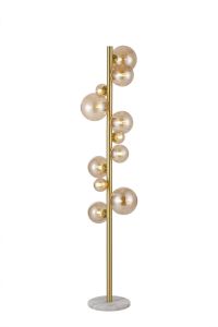 Monza Floor Lamp, 11 x G9, Satin Gold, Amber Plated Glass