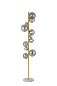 Monza Floor Lamp, 11 x G9, Satin Gold, Smoke Plated Glass