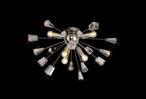 Settepani 60cm Ceiling Sputnik , 6 Light E14, Polished Nickel/Crystal