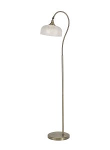 Arvo Floor Lamp 1 Light E27 Antique Brass/Prismatic Glass