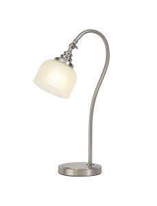 Arvo Table Lamp 1 Light E27 Satin Nickel/Frosted Glass