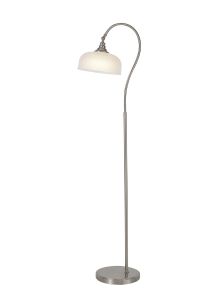 Arvo Floor Lamp 1 Light E27 Satin Nickel/Frosted Glass