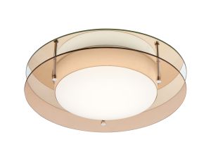 Shipplier 35cm Ceiling, 1 x 18W LED, 3000K, 1620lm, IP44, Amber/Mirror, 3yrs Warranty