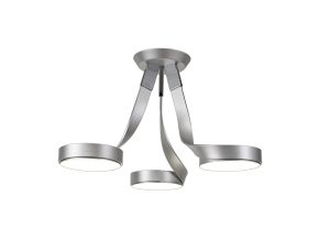 Soleessi 62cm 3 Light Semi Flush, 3 x 12W LED, 3000K, 2880lm, Silver/Polished Chrome, 3yrs Warranty