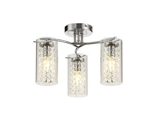 Sorriso Semi Flush Light, 3 x E14, Polished Chrome/Crystal/Glass