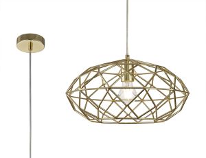 Strozzapreti 40cm Elliptical Sphere Pendant, 1 x E27, Polished Brass