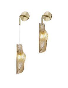 Succo Wall Light, 1 x G9, Brass/Polished Chrome & Cognac Glass