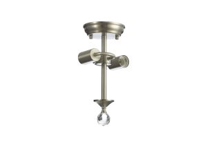 Amara 16.8cm Semi Flush Ceiling Light (FRAME ONLY), 2 x E27, Satin Nickel
