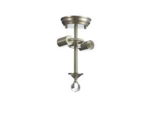 Amara Semi Flush Ceiling Fitting, 2 x E27, Satin Nickel