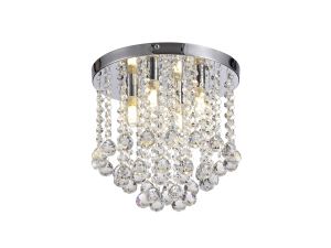 Terroni 30cm Ceiling Light, 4 x G9, IP44, Polished Chrome/Crystal