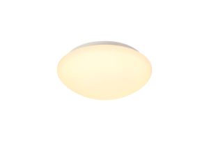 Torta Ceiling, 1 x 18W LED, 3000K, 872lm, IP44, White/Frosted Glass, 3yrs Warranty