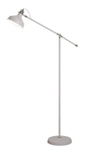 Tourish Adjustable Floor Lamp, 1 x E27, Sand White/Satin Nickel/White