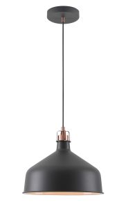 Tourish 30cm Medium Pendant, 1 x E27, Graphite/Copper/White