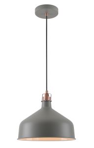 Tourish 30cm Medium Pendant, 1 x E27, Sand Grey/Copper/White