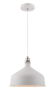 Tourish 30cm Medium Pendant, 1 x E27, Sand White/Satin Nickel/White