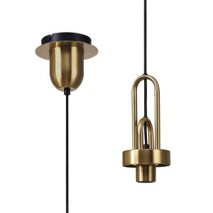 Urasawa 14cm 1 Light Pendant, (FRAME ONLY), 1 x E27, Brass Gold/Matt Black