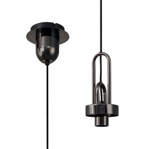 Urasawa 14cm 1 Light Pendant, (FRAME ONLY), 1 x E27, Black Chrome/Matt Black