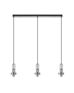 Urasawa Linear 3 Light Pendant, (FRAME ONLY), 3 x E27, Polished Nickel/Matt Black