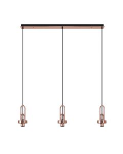 Urasawa Linear 3 Light Pendant, (FRAME ONLY), 3 x E27, Copper/Matt Black