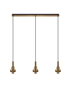 Urasawa Linear 3 Light Pendant, (FRAME ONLY), 3 x E27, Brass Gold/Matt Black
